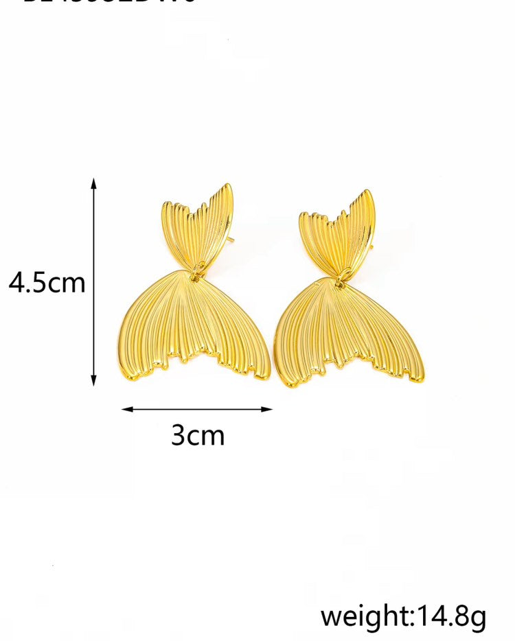 Metal fish tail Minimalist Clip on Earrings