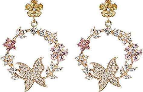 Rhine Stone Butterfly Hoop