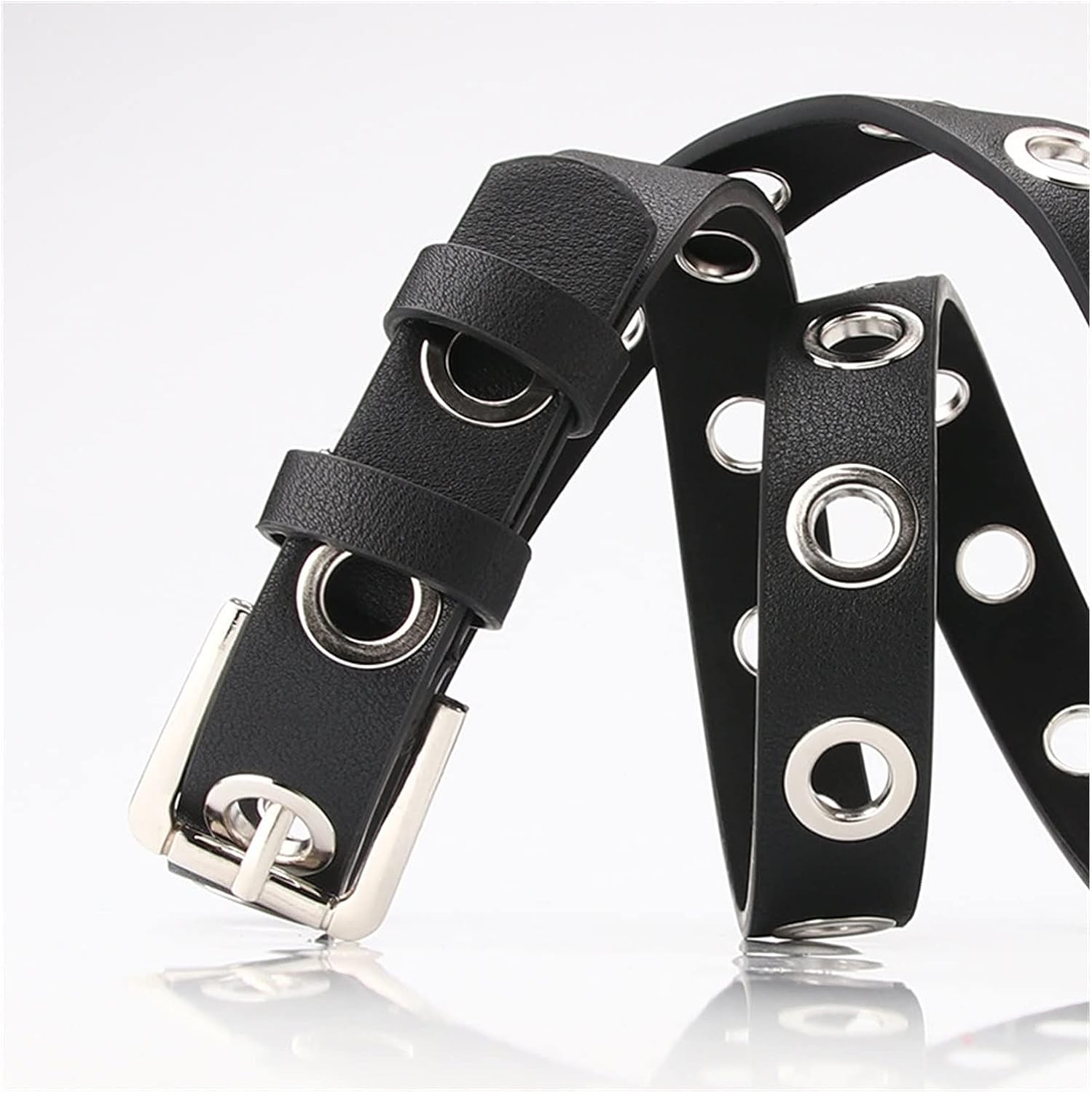 Malta Women's Punk Leather Belt  With Chain & Grommet Buckle  Rock Jeans-(05-01-01-07)