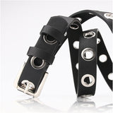 Malta Women's Punk Leather Belt  With Chain & Grommet Buckle  Rock Jeans-(05-01-01-07)