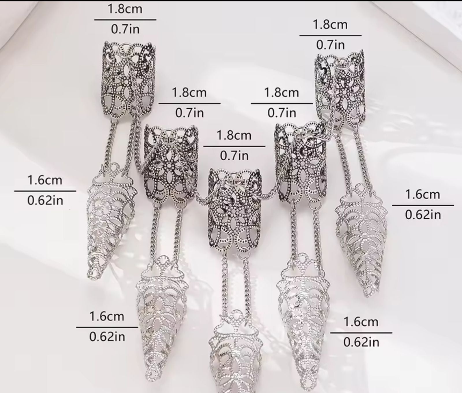 Punk Cone Fingernail Chain Ring