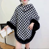 Collar Faux Rabbit fur Poncho