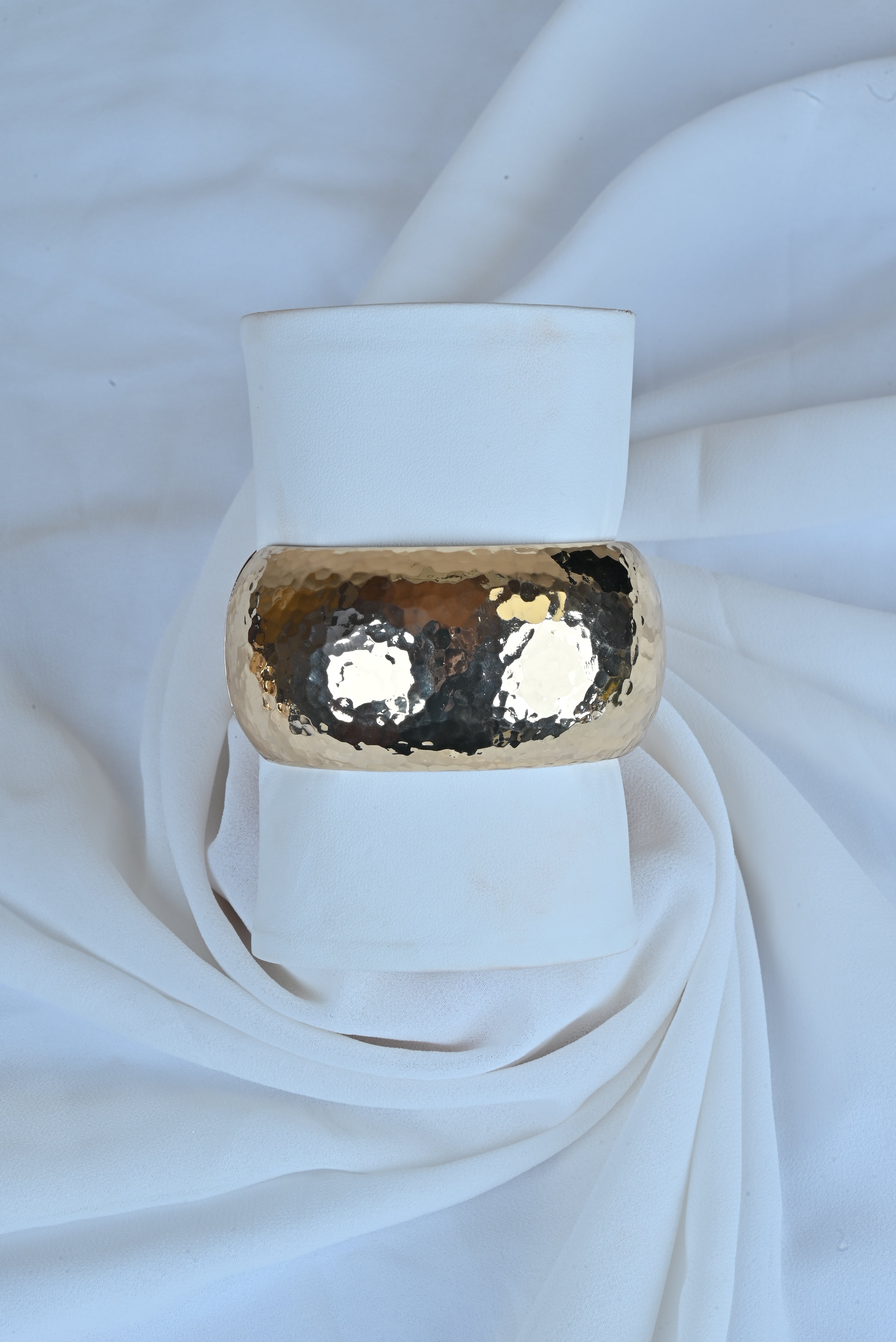 Sterling bracelet wide cuff hammered shiny gold plated looks rea