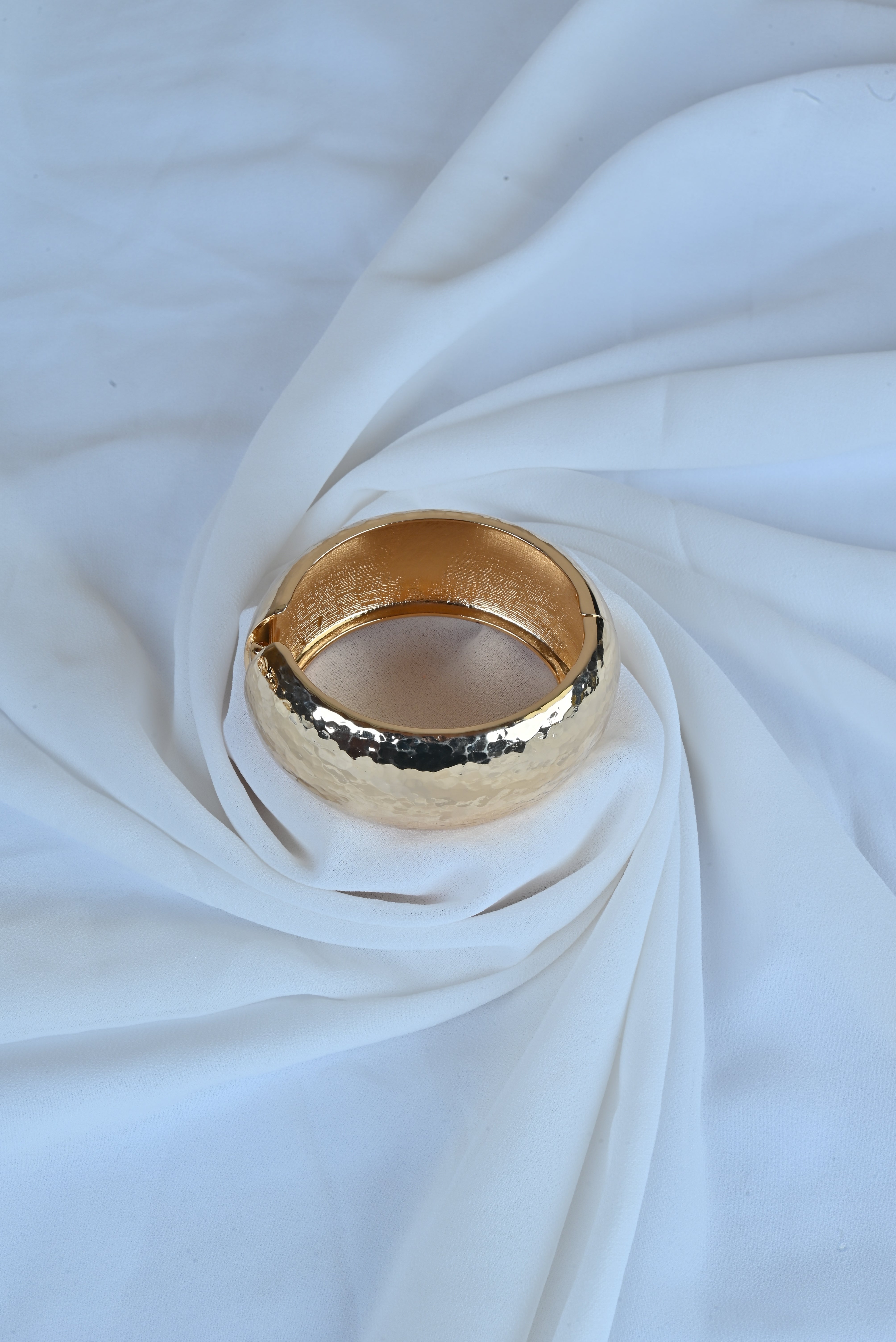 Sterling bracelet wide cuff hammered shiny gold plated looks rea