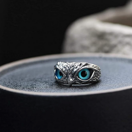 Beautiful Blue Eagle Eye Enamel Ring