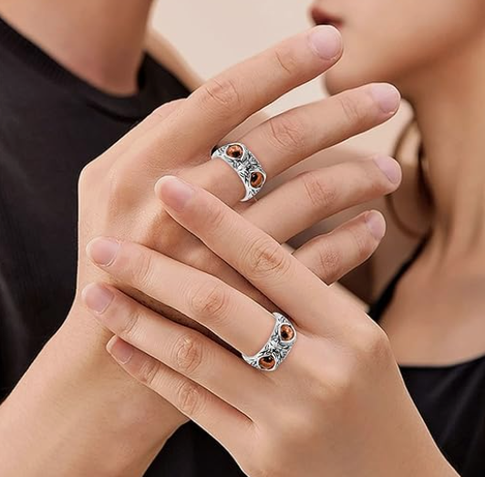 Beautiful orange Eagle Eye  Enamel  Ring