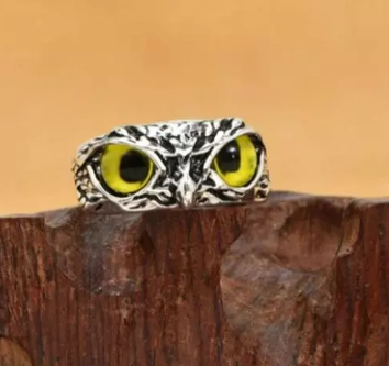 Beautiful Yellow Eagle Eye  Enamel  Ring