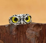 Beautiful Yellow Eagle Eye  Enamel  Ring