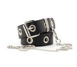 Malta Women's Punk Leather Belt  With Chain & Grommet Buckle  Rock Jeans-(05-01-01-07)