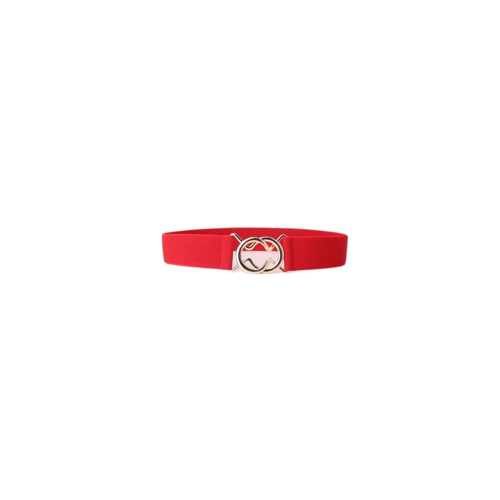 Red Interloop Leather Elastic Belt