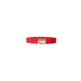 Red Interloop Leather Elastic Belt