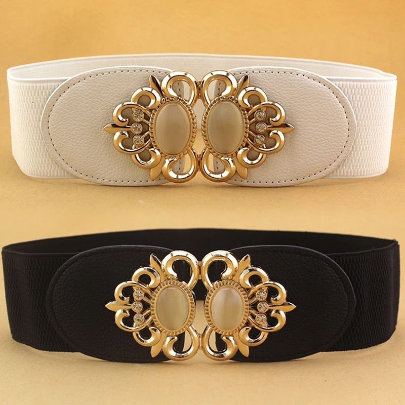 Crown Wide Leather Elastic Belt