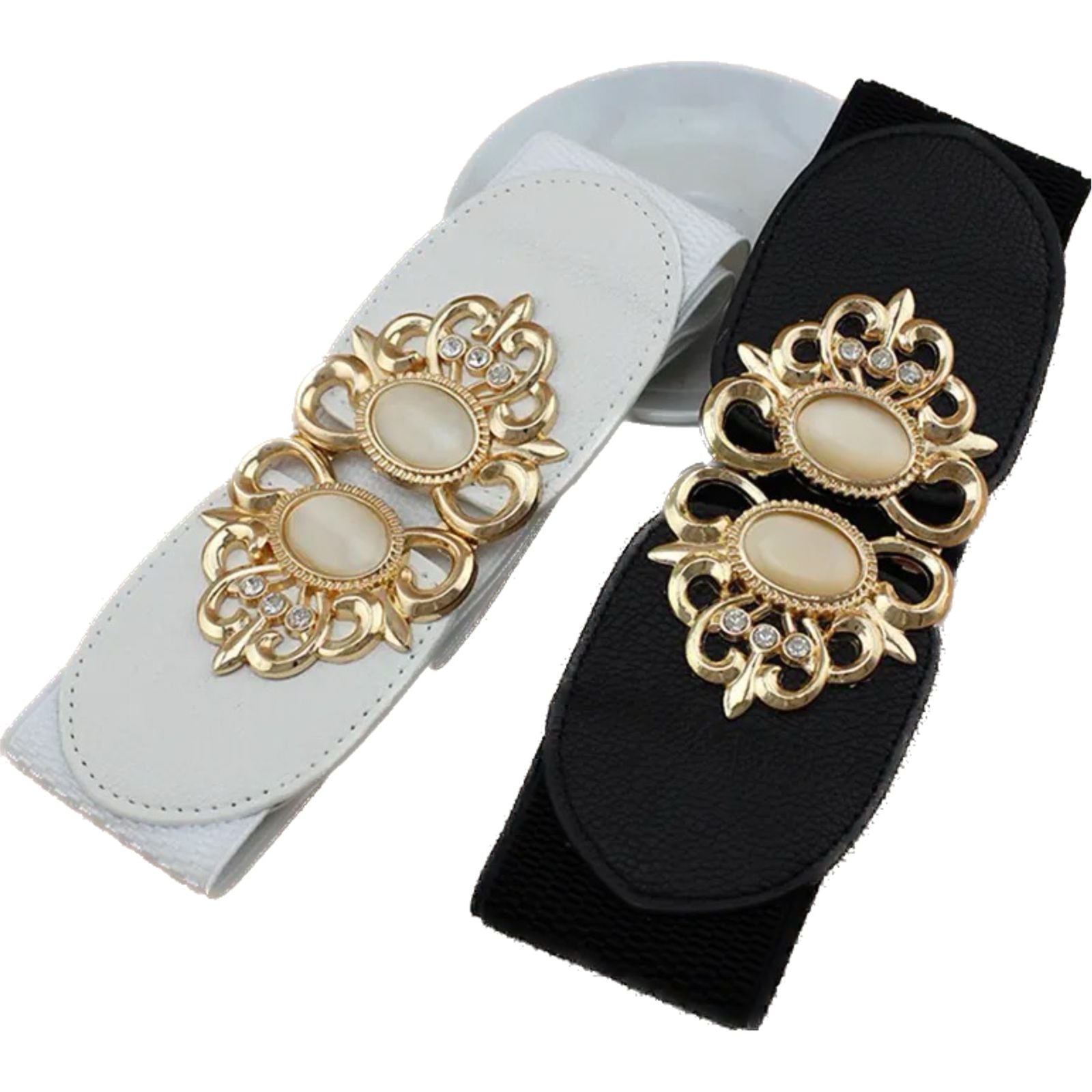 Crown Wide Leather Elastic Belt