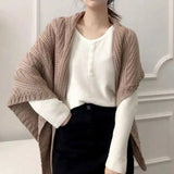 Autumn and Winter Leather Knitted Triangle Scarf with Heart Chain Leather Buckle Wool Shawl Scarf Jacket