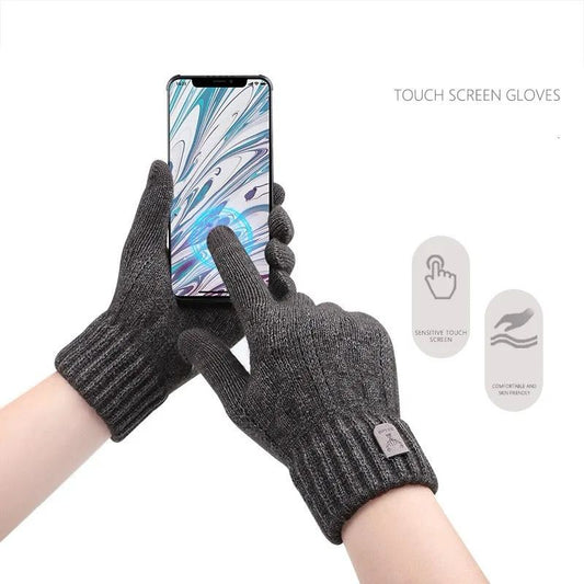 Warm gloves winter touch screen plus fleece gloves cold warm wool knitted gloves