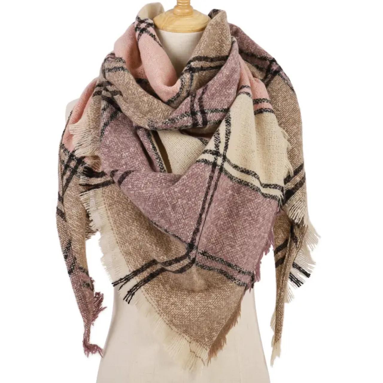 Keeping It Cozy Plaid Blanket Scarf