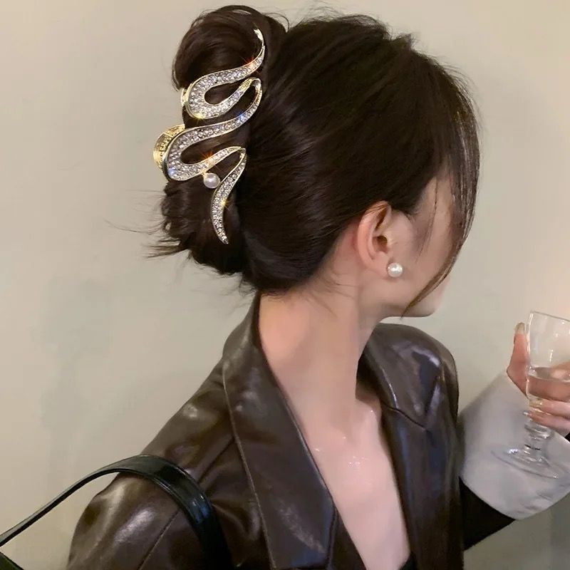 Crystal Hair Crabs Barrettes Vintage Jaw Clips