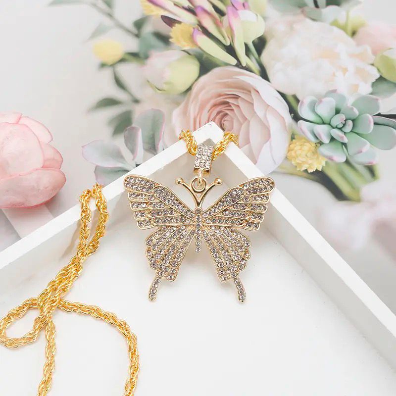 Rhinestone Butterfly Pendant