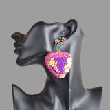 Heart With Stone Drop Earrings