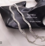 1 Pair Women Rhinestone Tassel Earrings Extra Long 24.5cm Left and Right Styles