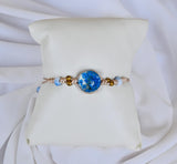 Bluish Floweral Crystal Bracelete