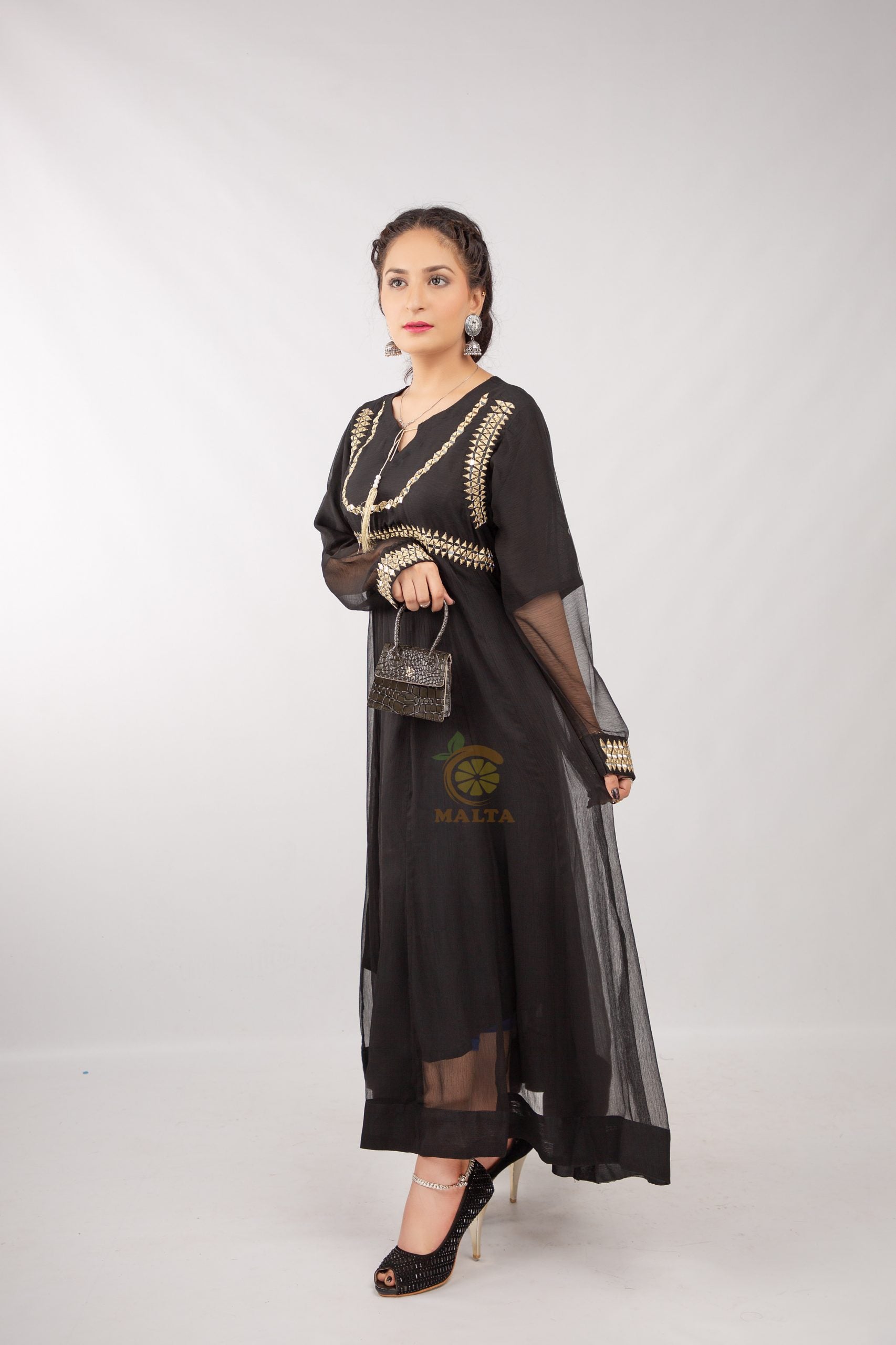 Black-Maxi(Mirror work)