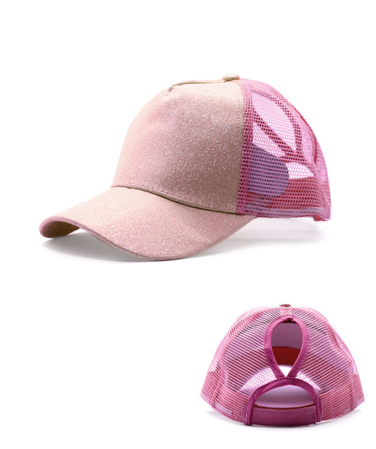 Glitter Ponytail Baseball Cap With Women Snapback Summer Mesh Hat