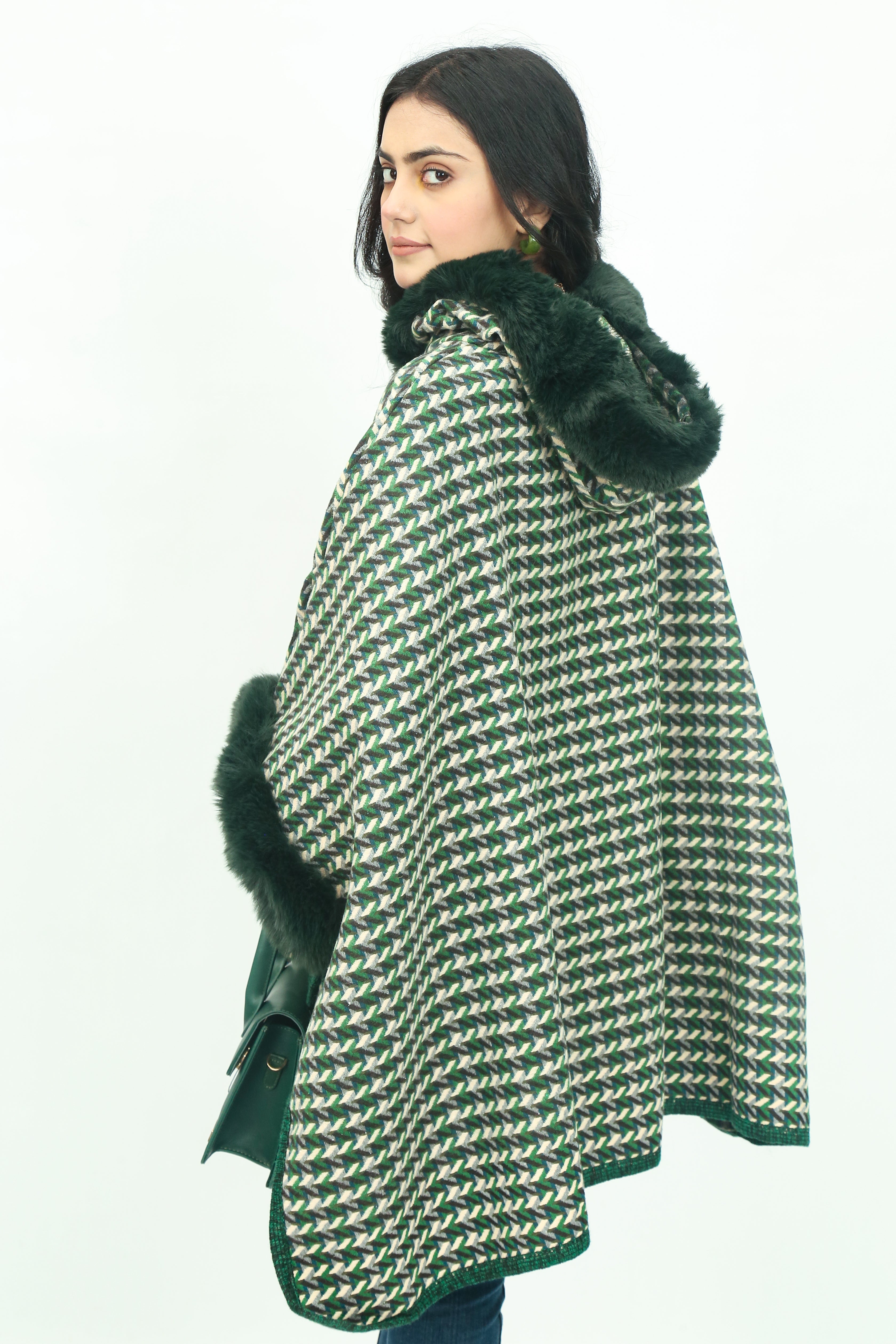 Hooded Fur Cape Shawl