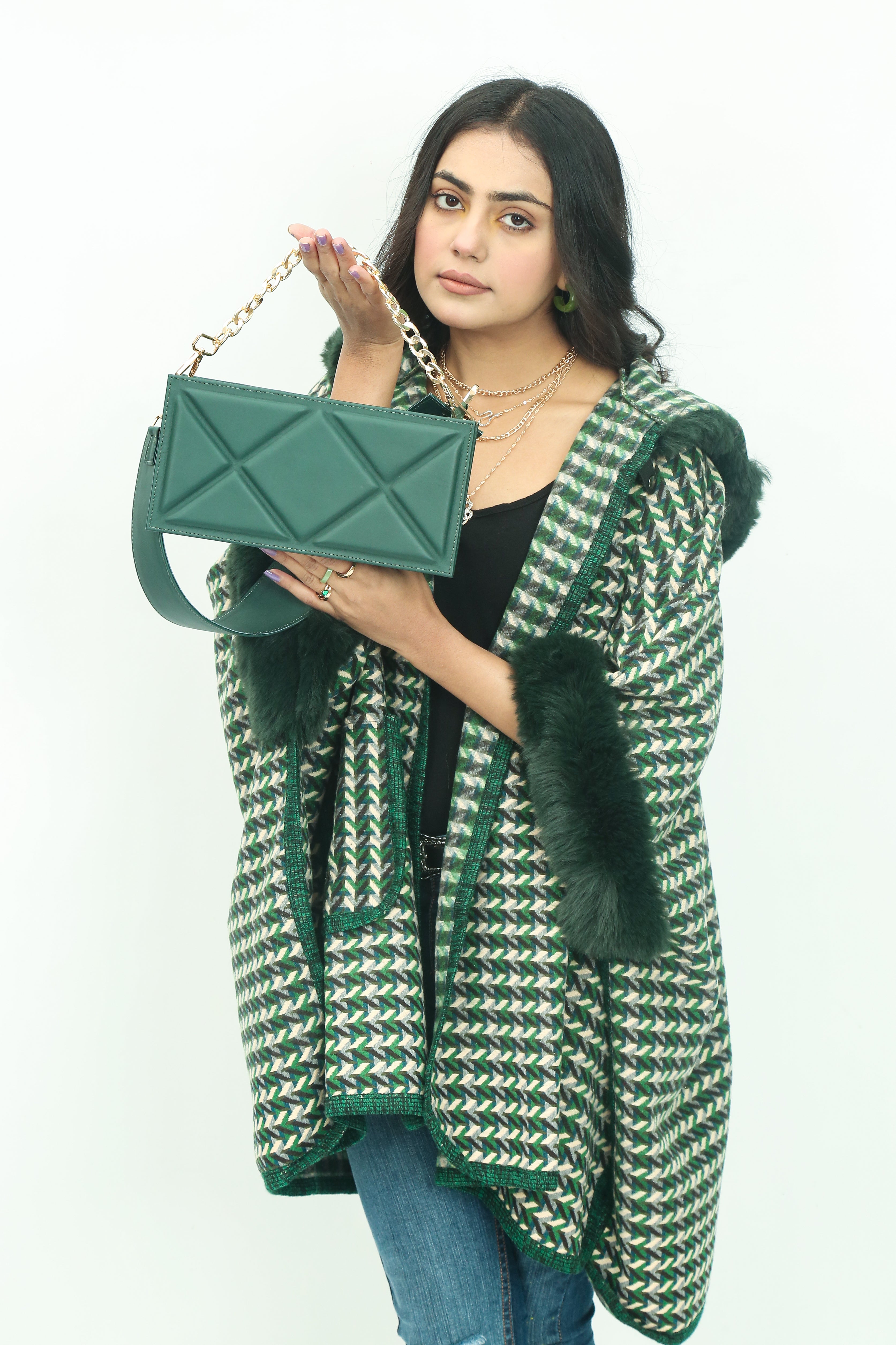 Hooded Fur Cape Shawl