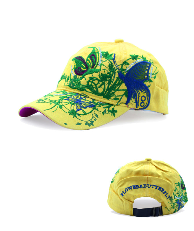 Butterflies Flower Embroidery Cap Girl