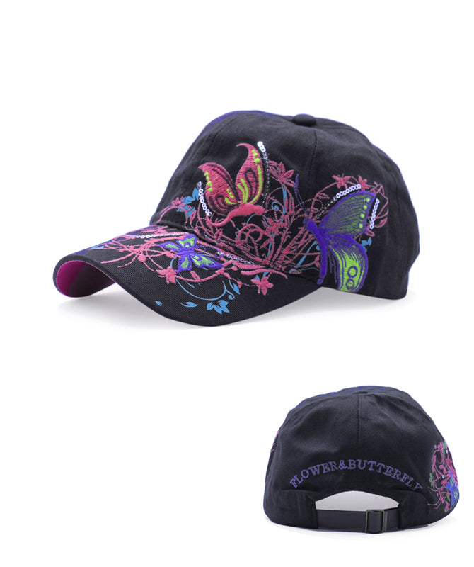 Butterflies Flower Embroidery Cap Girl