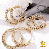 Golden Curb Chain Large Hoop