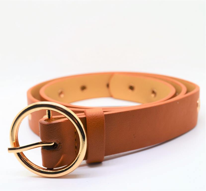 Belt Round Buckle Leather