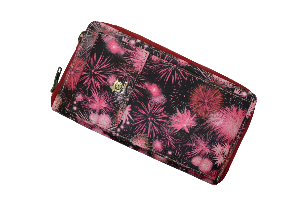 Firework Printed Clutch With Mobile Pouch