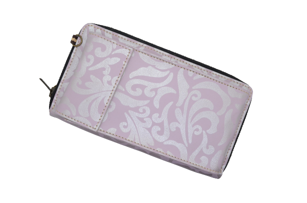 Skin Floweral Design Clutch With Mobile Pouch