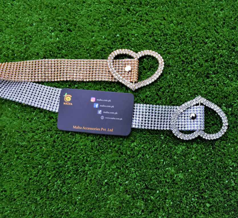 Malta New Design Rhinstone Belt With Beautifull Rhinestone Heart Shape Buckle-(05-05-00-05)