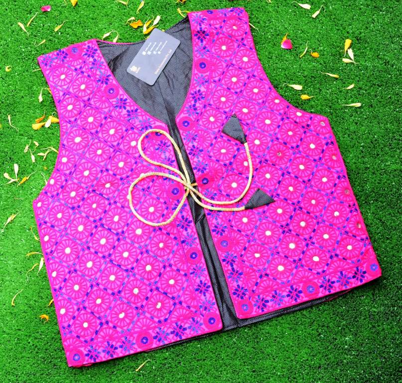 Malta Traditional Mirror Koti With Multi Color Embroidery