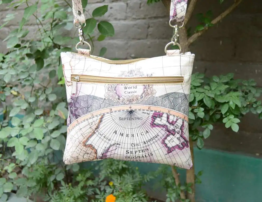 Map Printed Shoulder Bag