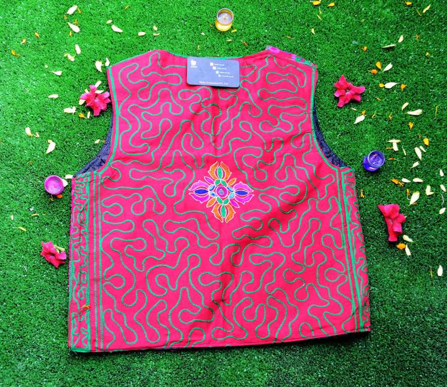 Malta Traditional Embroidery Koti With Multi Colors