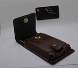 Hickory colour leather mobile pouch