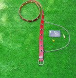 Malta Women's Punk Leather Belt  With Chain & Grommet Buckle  Rock Jeans-(05-01-01-07)