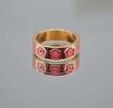 Pink Flower Enamel Ring