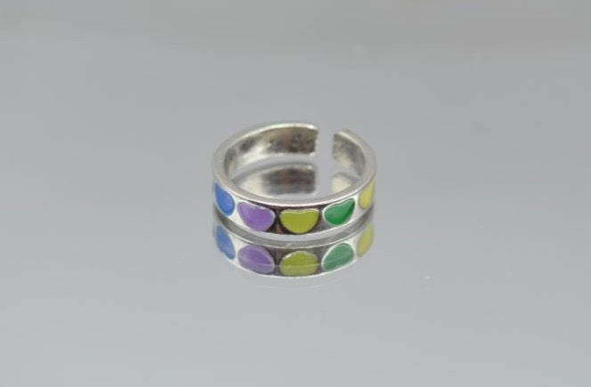 Adjustable Multi Colour  heart Ring