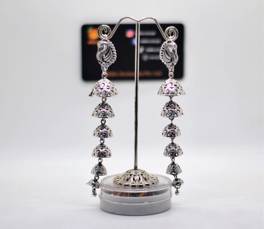 Silver Peacock Jhumka