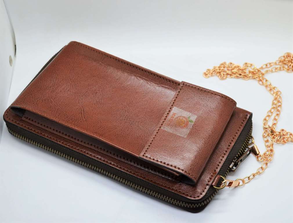 Brown clutch & mobile pouch