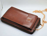 Brown clutch & mobile pouch