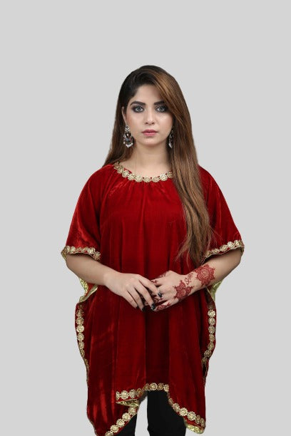 Red velvit Kaftan