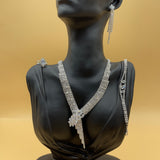 Luxury silver crystal neck set with earrings