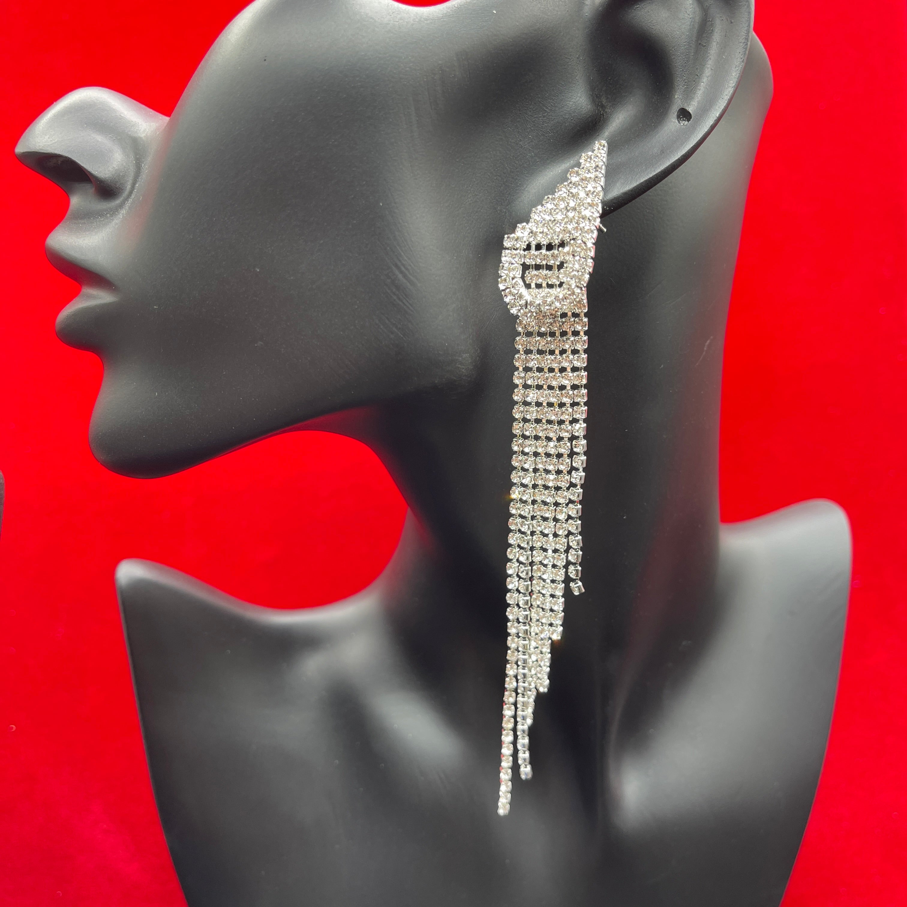 Tassel Long Rhinestone Earrings