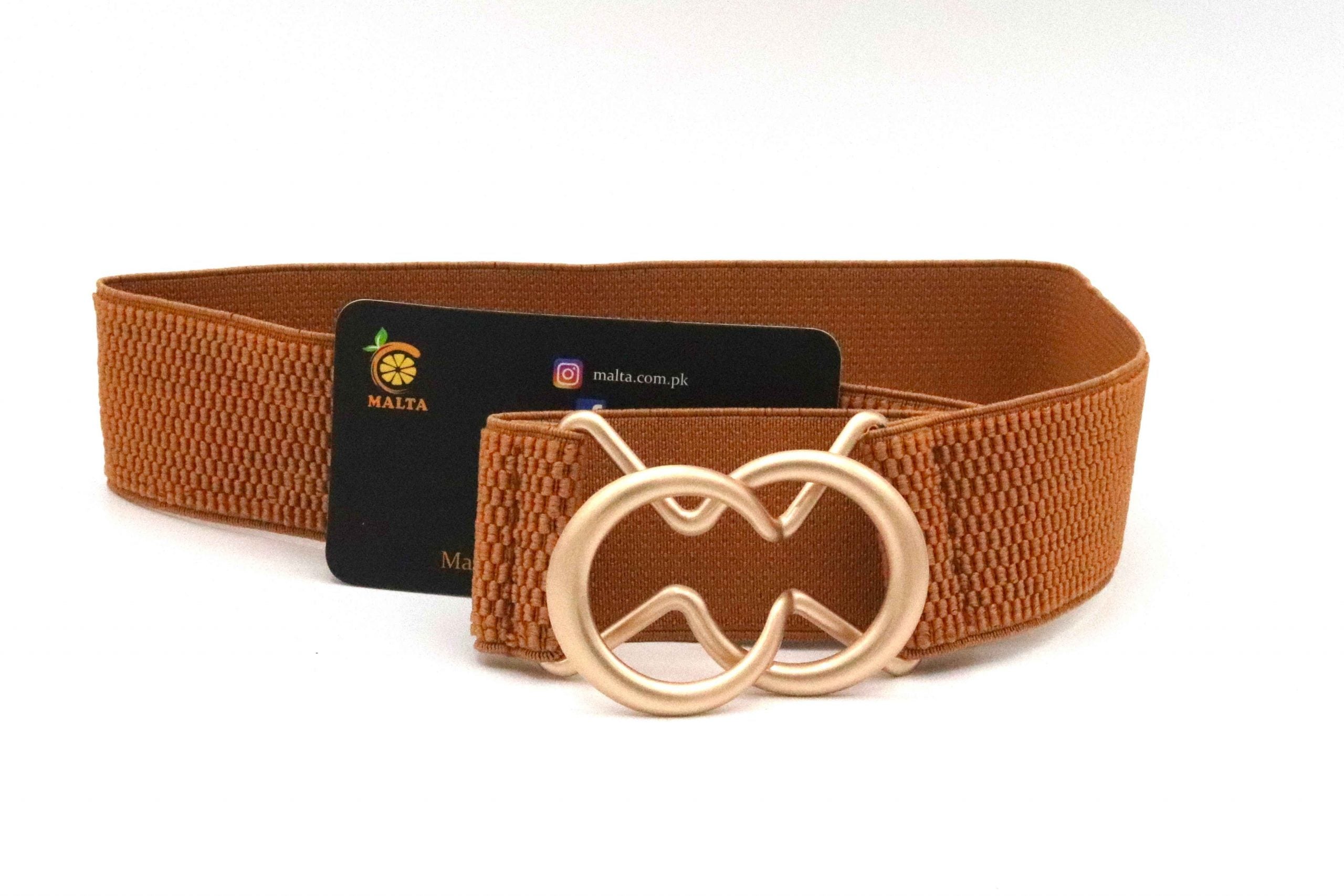 Brown Interloop Leather Elastic Belt